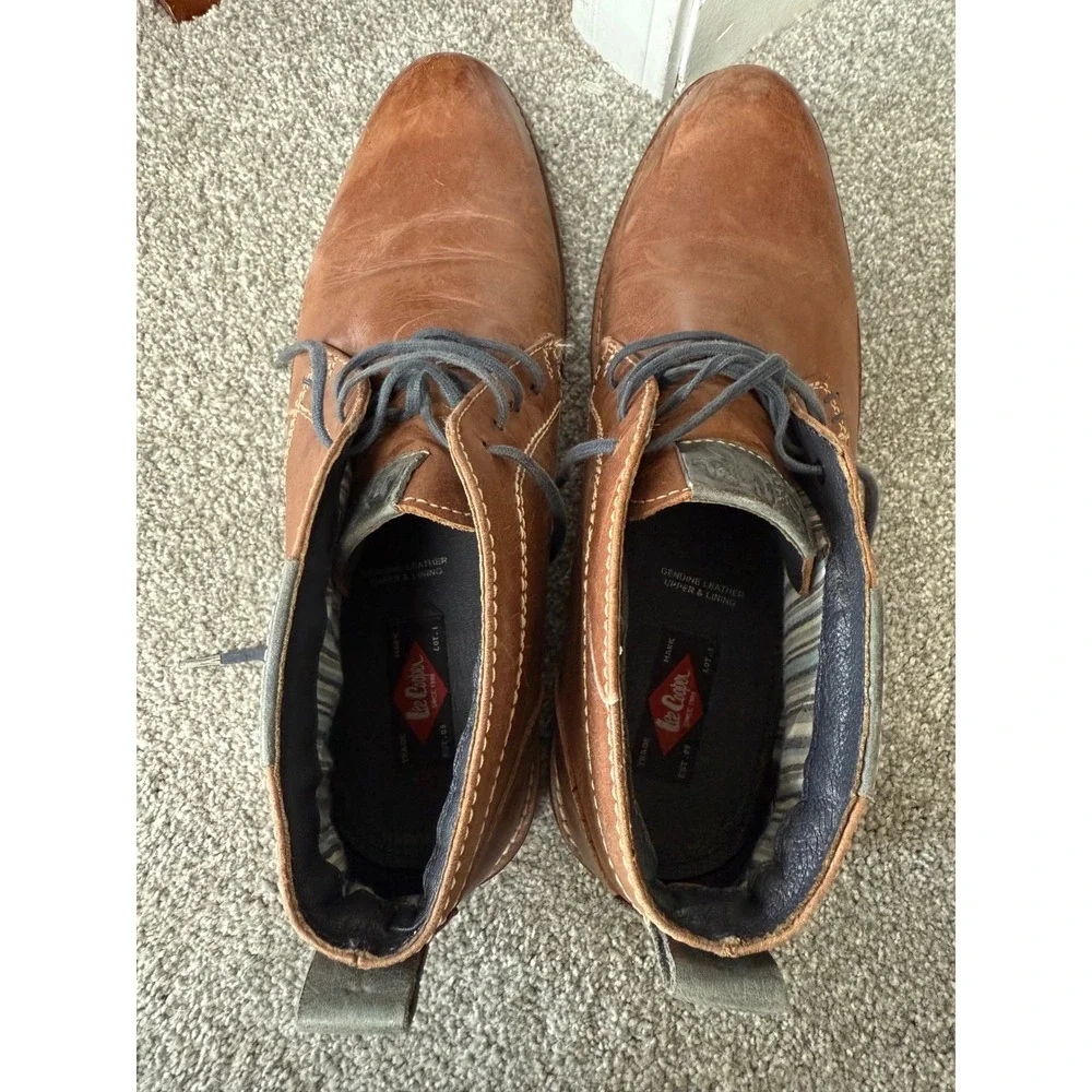 Lee Cooper Mens Brown Leather Chukka Boots‎ Ankle Lace Up Size 45 EU